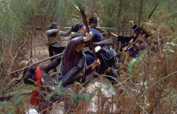 Re-enactment of a Civil War battle that took place near Williamsburg on May 5,1862. The re-enactment was for the book WILLIAMSBURG--THREE HUNDRED YEARS: FREEDOM'S JOURNEY.