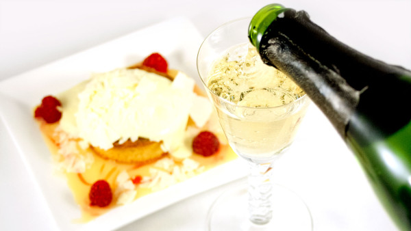 Champagne and White Chocolate Almond Cake