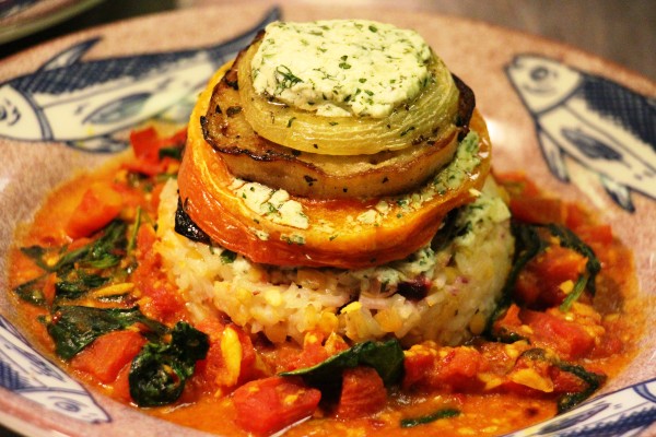 Veggie Stack with Herbed Goat Cheese Spread