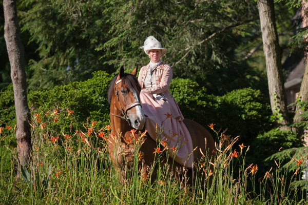 Karen riding Side Saddle