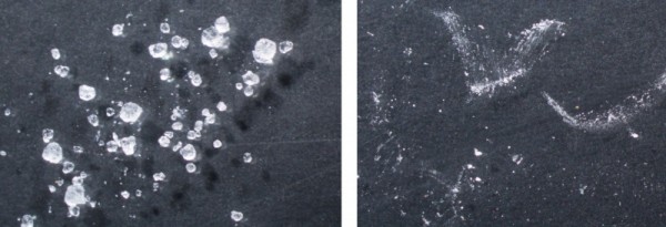 Alum particles compared to pallet dust.