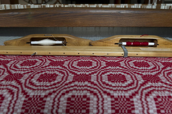 Woven fabric on the loom