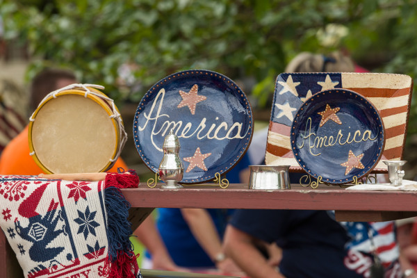 Auction on Market Square. 4th of July at Colonial Williamsburg 2015. MODEL RELEASED BY CW SIGNBOARD  ***EDITORIAL -- USE ONLY?