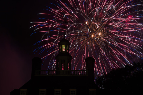 Evening rain and fireworks. 4th of July at Colonial Williamsburg 2015. NO MODEL RELEASES UNLESS NOTED ***EDITORIAL USE ONLY***