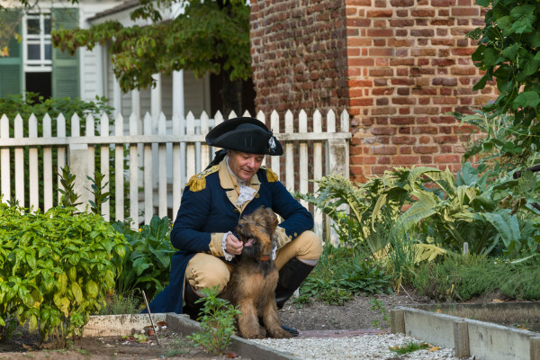 At the Powell. Ron Carnegie as George Washington with his dog Liberty.