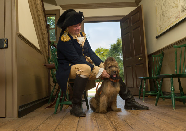 At the Powell. Ron Carnegie as George Washington with his dog Liberty.