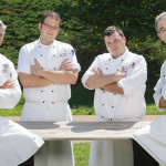 Colonial Williamsburg Chefs Prep for Taste Tradition Brew ‘N Cue Showdown at the Williamsburg Lodge. Anthony Frank, Travis Brust, Scott Watson, and Rhys Lewis