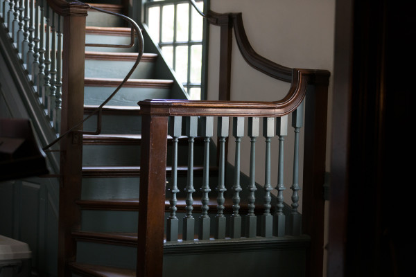 A stairway at a Williamsburg tavern.