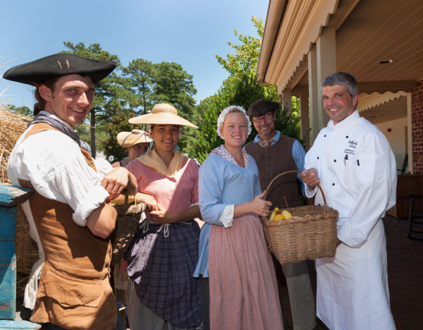 Vegetable delivery via ox cart from Great Hopes Plantation to the Chefs at the Lodge.