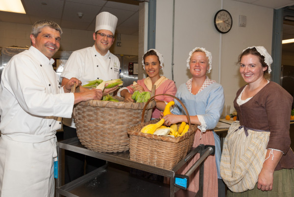 Vegetable delivery via ox cart from Great Hopes Plantation to the Chefs at the Lodge.