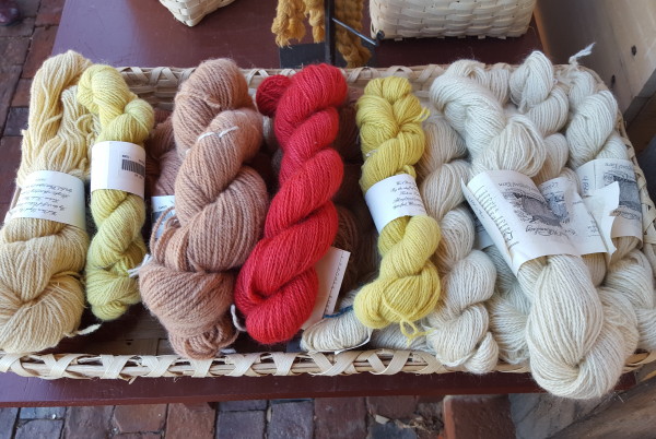 Yarn from Leicester Longwool sheep on sale at the Market House