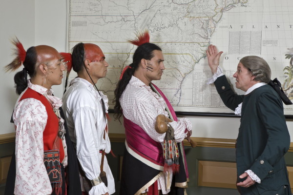 Mr. Marshman discusses the map with Indians