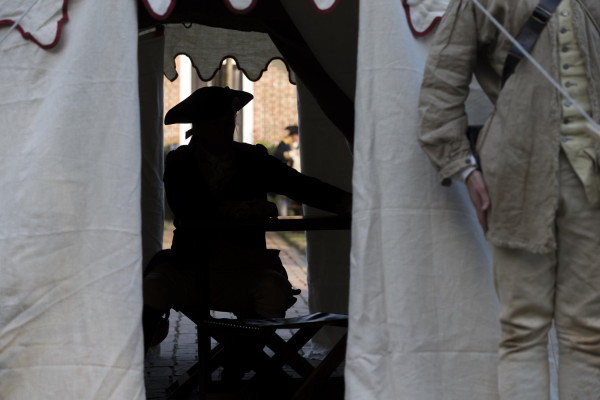 George Washington in his marquis tent