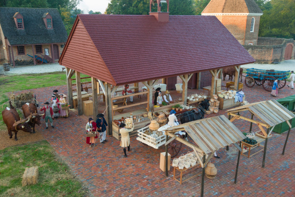 The Market House with 18th Century scene from above