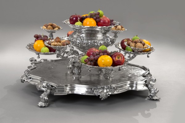 Epergne with fruit from Silver From Mine to Masterpiece exhibit