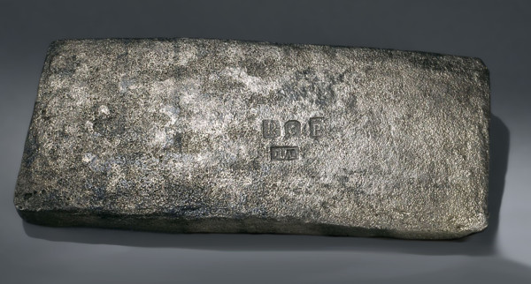 Tumbaga ingot of silver in the exhibit From Mine to Masterpiece