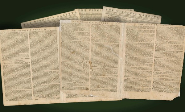 Some of the issues of Dixon & Hunter's Virginia Gazette being treated at the Conservation Lab. Among them is the issue with the first complete text of the Declaration of Independence printed in Virginia.