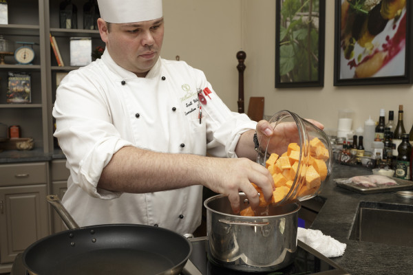 Taste Studio. Chef Scott Watson makes Creamsicle Sweet Potatoes, carrots, brussel sprouts.