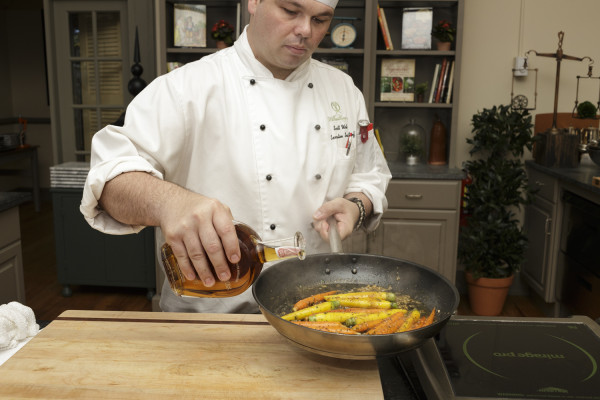 Taste Studio. Chef Scott Watson makes Creamsicle Sweet Potatoes, carrots, brussel sprouts.