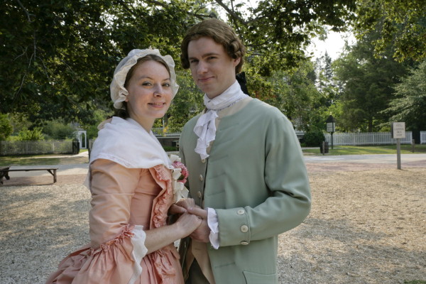 An 18th century couple on their wedding day