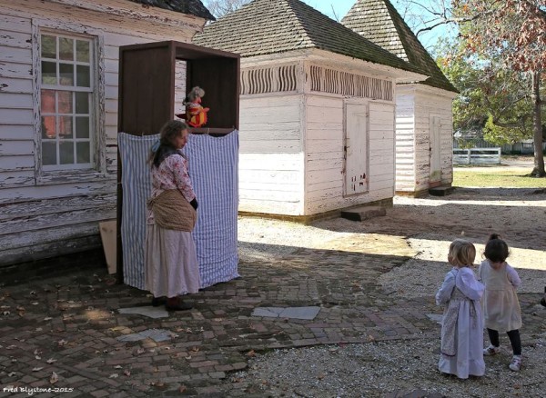 Donna Wolf as Sadie Gibbs during a puppet show. Photo by Fred Blystone.