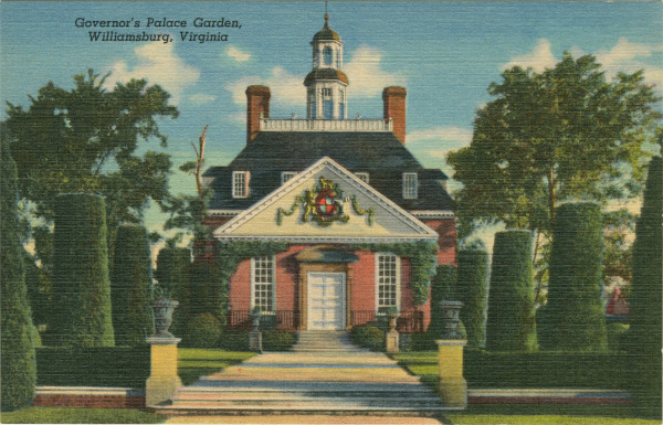 Postcard: Governor's Palace Garden Williamsburg, Virginia.