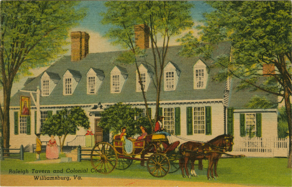 Postcard: Raleigh Tavern and Colonial Coach.