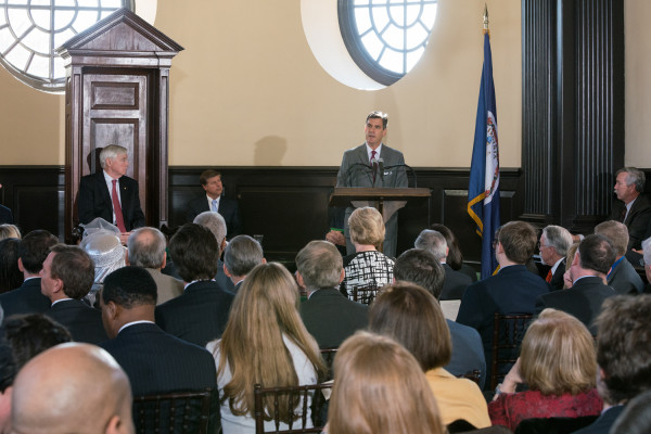 Colonial Williamsburg President Mitchell Reiss addresses the Virginia General Assembly Commemorative Joint Session at the Capitol.