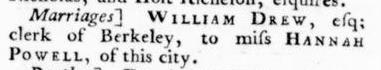 Marriage announcement in Alexander Purdie's 'Virginia Gazette,' November 15,1776