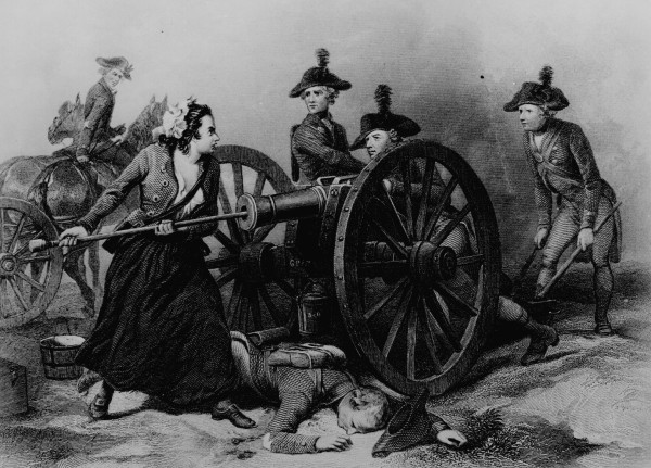 "Molly Pitcher at the Battle of Monmouth, June 1778," engraved by J. C. Armytage after a painting by Alonzo Chappel, ca. 1859. Library of Congress.