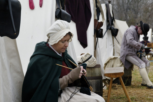 A camp follower in the electronic field trip "Soldier of Liberty" filmed at Carter's Grove.