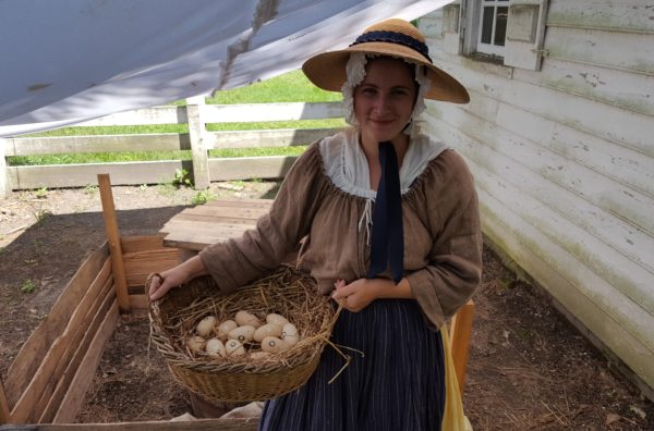 Nisana Siman-Tov shows off a basket made for the new egg incubator