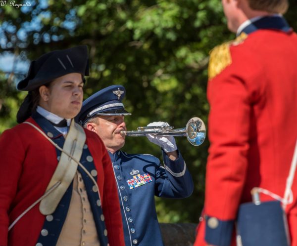 A bugler from Langley Air Force Base plays Taps at Folds of Honor ceremony at Capitol Aug 24 2016