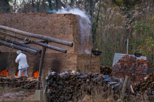 Brick Kiln firing. NO MODEL RELEASES