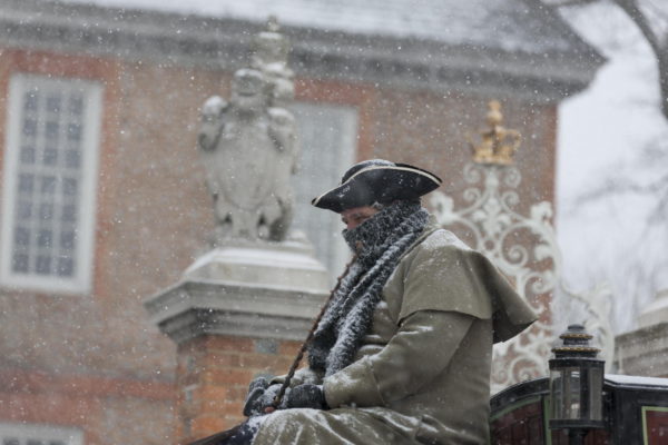 Horse and carriage in winter snow