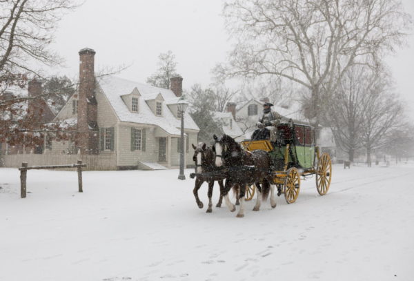 Horse and carriage in winter snow