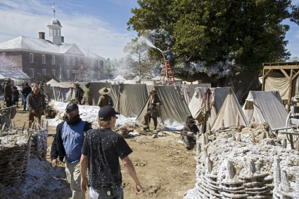 “John Adams” miniseries on Thursday morning, March 29 on the grounds in front of the Public Hospital and The Museums of Colonial Williamsburg. The outdoor scene at the Public Hospital depicts the Continental Army encamped on Harvard Yard during a visit by John Adams. Based on David McCullough's Pulitzer Prize-winning biography, the HBO miniseries "John Adams" stars Paul Giamatti as the second U.S. president and Laura Linney as Abigail Adams. David Morse plays George Washington.