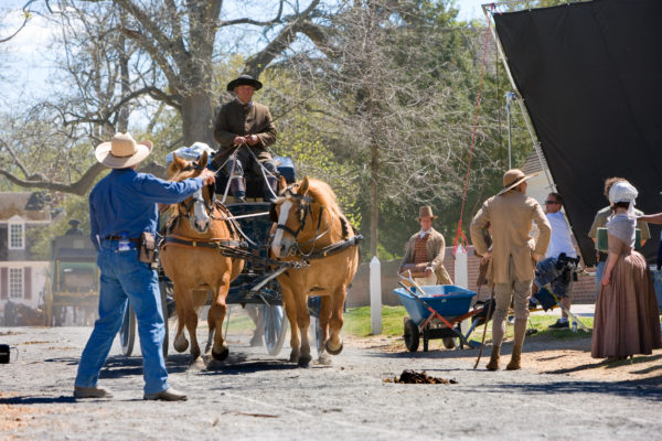 “John Adams” miniseries on Friday April 20th, 2007 on the Place Green in front of the Wythe House at Colonial Williamsburg. Based on David McCullough's Pulitzer Prize-winning biography, the HBO miniseries "John Adams" stars Paul Giamatti as the second U.S. president and Laura Linney as Abigail Adams. David Morse plays George Washington.