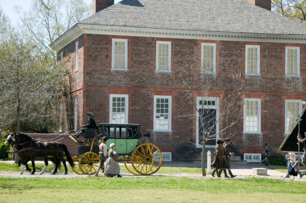 “John Adams” miniseries on Friday April 20th, 2007 on the Place Green in front of the Wythe House at Colonial Williamsburg. Based on David McCullough's Pulitzer Prize-winning biography, the HBO miniseries "John Adams" stars Paul Giamatti as the second U.S. president and Laura Linney as Abigail Adams. David Morse plays George Washington.