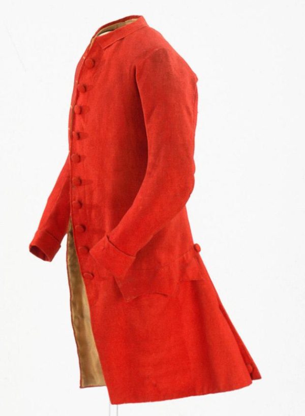 Mans coat red broadcloth ca 1770 emuseum Acc No 1953-59