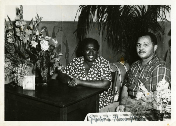 Lena Richard and her son-in-law Leroy Rhodes, at the opening of Lena’s Eatery on LaSalle St., New Orleans, 1941. Courtesy Newcomb Archives and Vorhoff Library Special Collections, Newcomb College Institute, Tulane University.