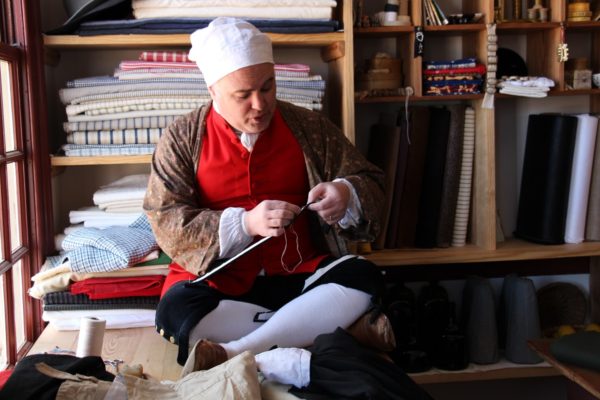 Mark Hutter, tailor, sewing