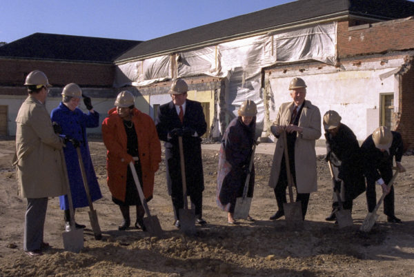 Abby ONeill, 5th from left, participates in Bruton Heights School Educational Center groundbreaking ceremony, 1995