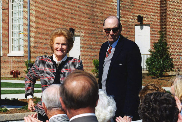 Abby and George O'Neill at the Bruton Heights School Education Center opening in April 1997