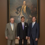 From left, Colin G. Campbell, Michael B. Reiss, the newly appointed foundation president and CEO, and and Tom Farrell, chairman of the Colonial Williamsburg Foundation Board.